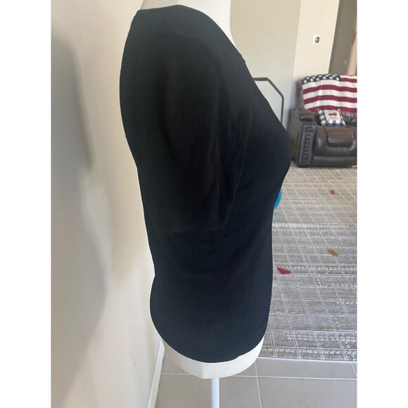 NWOT Madewell ribbed stretchy black basic casual top SMALL - Picture 2 of 6
